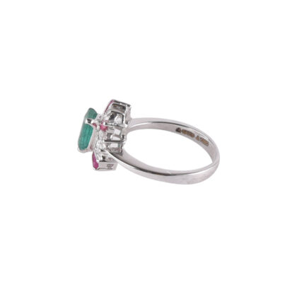 18-karat Gold Emerald Ruby and Diamond Rings